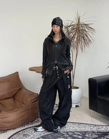 Terry Pigment Ribbed Knit Zip-Up