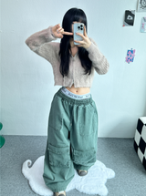 アンゴラクロップフードジップアップ🖤🩷💛🤎💚 - 6カラー