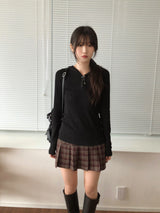 Fair Checkered Pleats Skirt (2 colors)