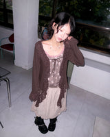(2color) Ruffle Lace Soft Cardigan