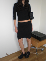 Flower pointelle button T [Black]