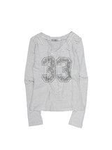 33 STRIPE V-NECK TOP / WHITE