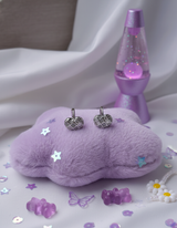 [NMIXX Kyujin Piercing] プチチェック柄ハートハグピアス - シルバーカラー
