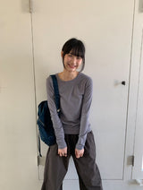 ベルタリーカラーラウンド長袖Tシャツ