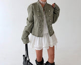 Napoleon Button Shoulder Straps Slim Jacket