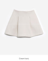 Pintuck wool mini skirt