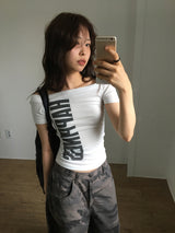 Happy Off Shoulder T-Shirt (2color)