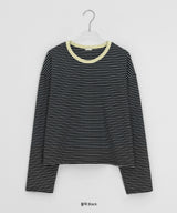 Henkan Stripe Color Matching Round Long Sleeve Tee