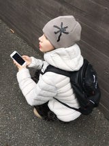 Grid Leather Patch Waffle Beanie (2c)