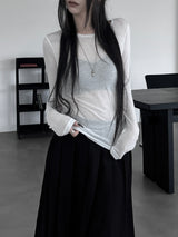 layered see-through long sleeve T (4color)