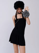 Fluffy Tambourine Chain Bag - Grey Leopard