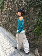 26SS★ [BAONHAUS] Pokity Cut Balloon Wide Pants