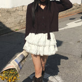 Pobo suede velvet lace cancan mini skirt