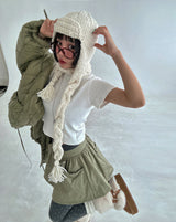 Twisted muffler earbuds Truffle hat