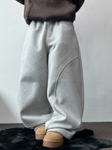 FLEECE-PICKABLE❤HARDY CIRCLE LINE BALLOON LONG SWEAT PANTS🤎🩶🖤3COLOR