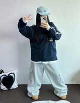 WAFFLE PUNCHING 🧇WIDE CARGO PANTS 🩶🖤2CCOLOR