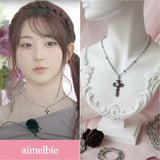 [NMIXX Haewon Necklace] ノクターンゴシッククロスカラーボーンネックレス (ステンレス)