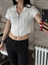 Chic stud half zip up(4color)