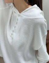 Of Waffle Henley Neck Hoodie
