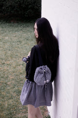 Gingham check string mini backpack (BLACK)