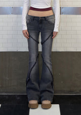 dia stud boots cut denim pt - grey