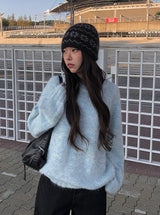 Wend Wool Bokashi Pastel Loose Fit Round Knit