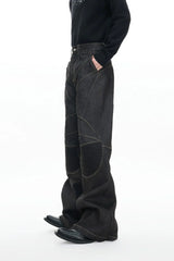 Raw Denim Biker Flared Jeans