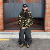 オーバーサイズ カモ シェルパ ジップアップ