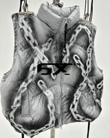 6X chain pattern vest padded jacket (Light Grey)