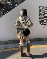 Deer knit zip up