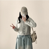 Monet Snap Color Scheme Point Boxy Knit Cardigan