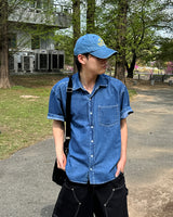 Parallel denim short sleeve shirt