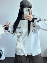 HIP TWO LINE NUMBERING LONG SLEEVE T-SHIRT💙🤍🖤3COLOR