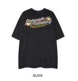 ヴィンテージカーウォッシュプリントルーズ半袖Tシャツ