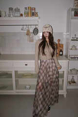 ロングチェックシフォンシャララスカート
