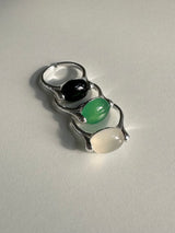 [92.5 silver] Point big stone ring (3color)