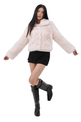 Holiday blanket fur jacket, Pink