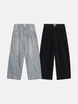 Cut line reverse denim pants