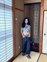キティ―キティーキッチクロップドtシャツ　ウィズラグランtシャツ