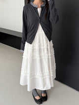 check frill cardigan 