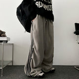 Hey three-line track fleece banding wide pants
