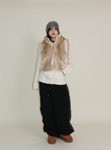 Tier Bambi Fake Fur Hooded Vest (Short Quilted)