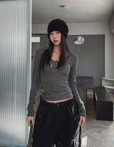Melt button pocket U-neck hood