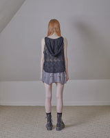ethnic lace hoodie sleeveless / black