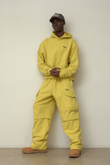 Back point shirring cargo sweat pants (Melange Yellow)