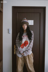 Checkered layered wide banding pants
