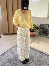 Vネック ルーズ ニット トップ