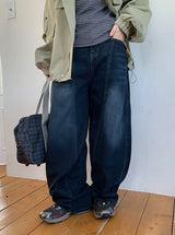 Kepan Lettering Wide Denim Pants