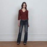 C DIAGONAL SEAM BOOTS-CUT DENIM PANTS_BLACK