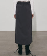INVERTED BANDING LONG SKIRT_CHARCOAL